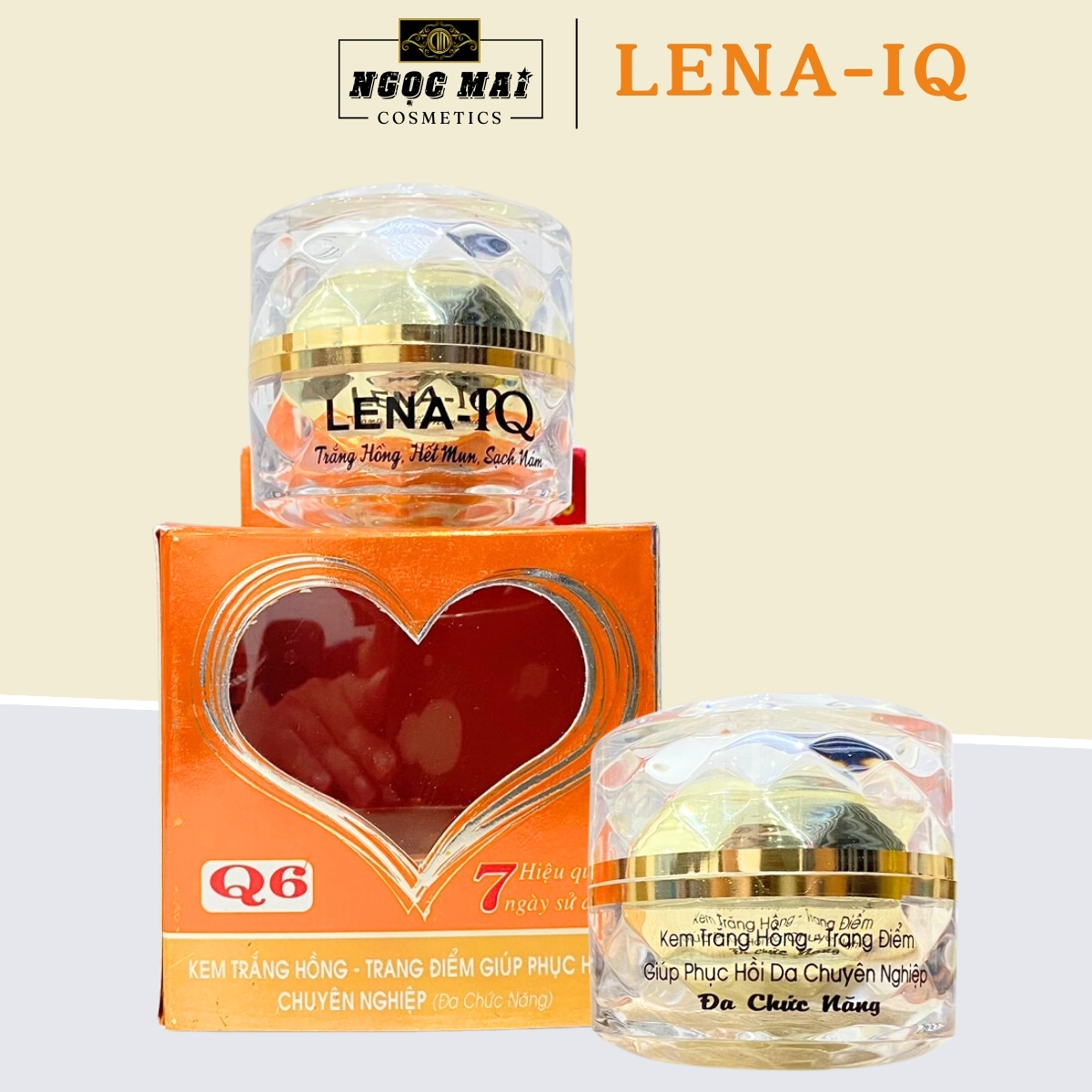 LENA-IQ - Kem trắng hồng, Trang điểm, Giúp phục hồi da chuyên nghiệp đa chức năng Q6 (25g)